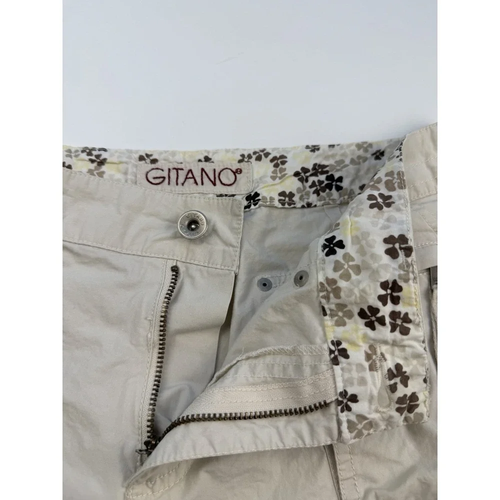 Vintage Y2K Gitano Cargo Bermuda Shorts Womens 12 Khaki Utility Stretch